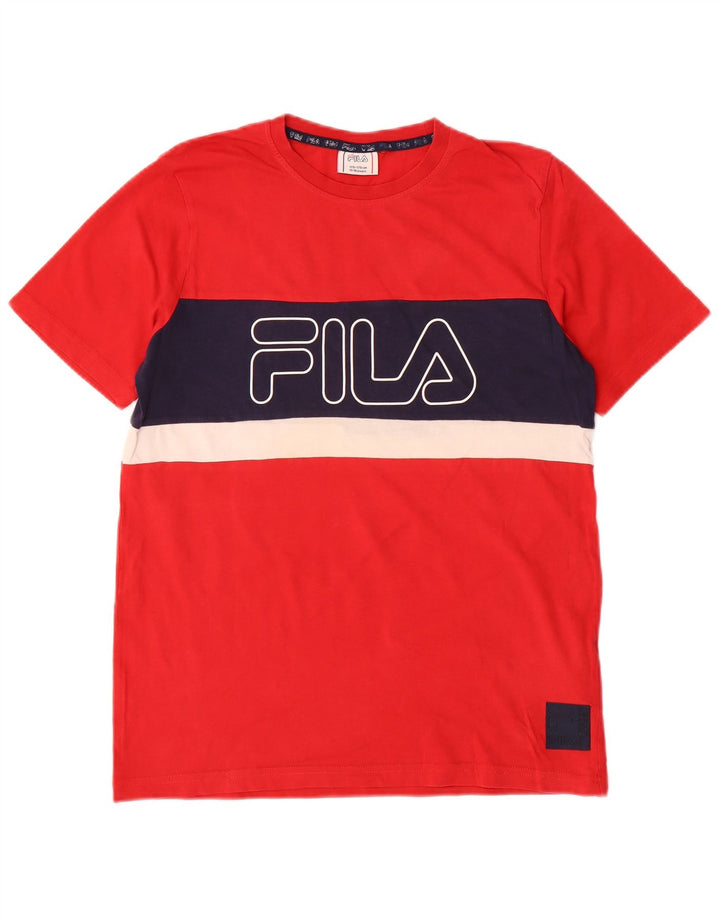 Chłopięcy T-shirt z grafiką Fila, 15-16 lat, bawełniany, w kolorze czerwonym