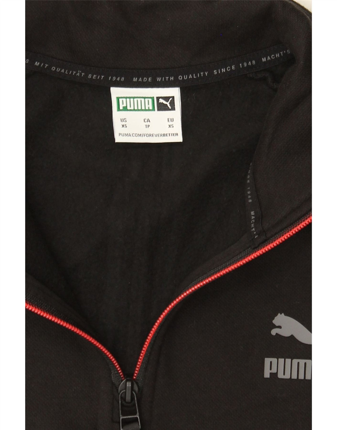 PUMA Mens Zip Neck Sweatshirt Jumper XS Black Cotton Vintage Puma and Second-Hand Puma from Messina Hembry 