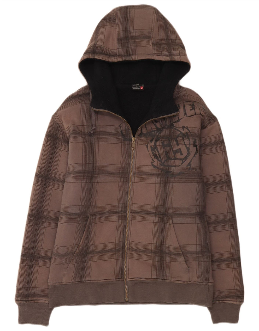 Męski sweter z kapturem i zamkiem błyskawicznym Quiksilver, średnioszary, bawełniany w kratkę