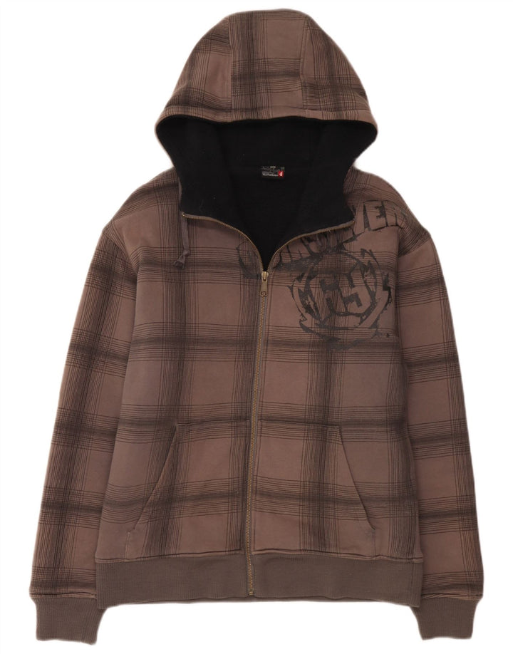Męski sweter z kapturem i zamkiem błyskawicznym Quiksilver, średnioszary, bawełniany w kratkę