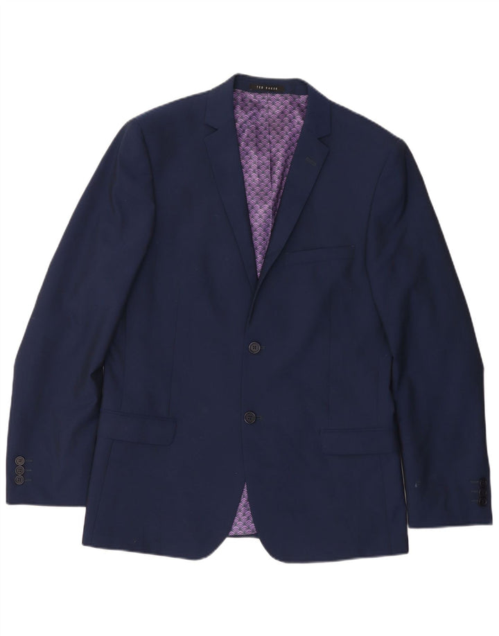 Męska marynarka zapinana na 2 guziki Ted Baker UK 40, duża, granatowa, wełniana