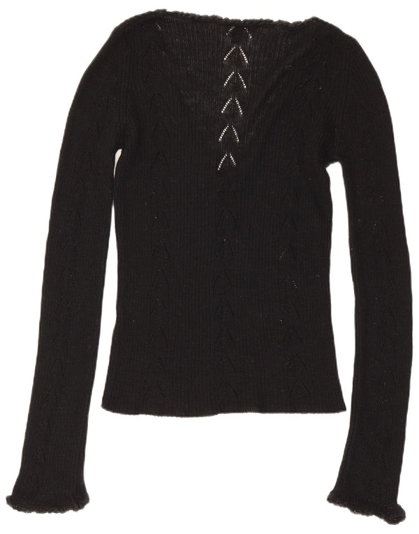 Damski top graficzny Calvin Klein z długim rękawem UK 12, średni czarny