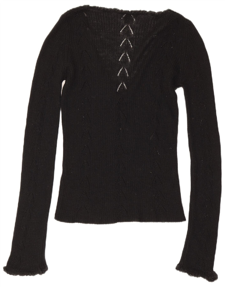 Damski top graficzny Calvin Klein z długim rękawem UK 12, średni czarny