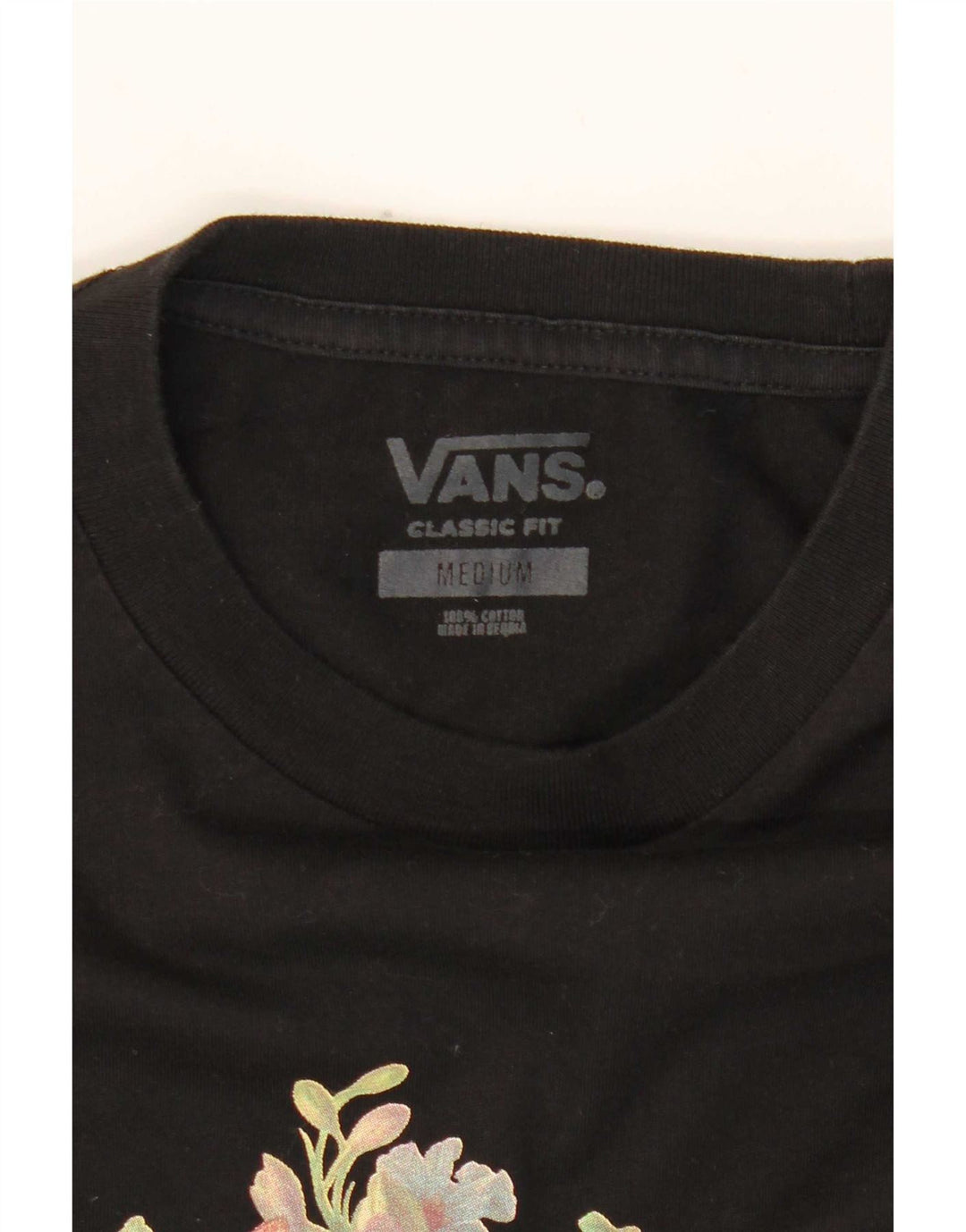 Męski top Vans o klasycznym kroju z grafiką, z długim rękawem, w kolorze średnio czarnym, w kwiaty