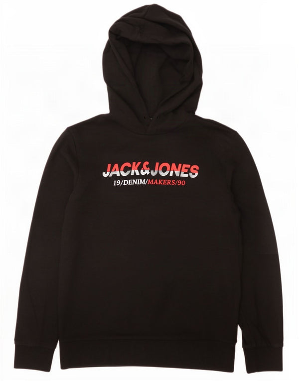 Męski sweter z kapturem i grafiką Jack & Jones, duży, czarny, bawełniany