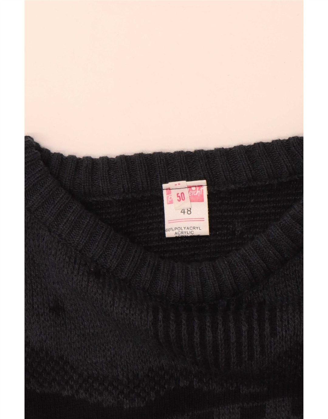 Męski sweter z okrągłym dekoltem w stylu vintage IT 48 Średni szary geometryczny