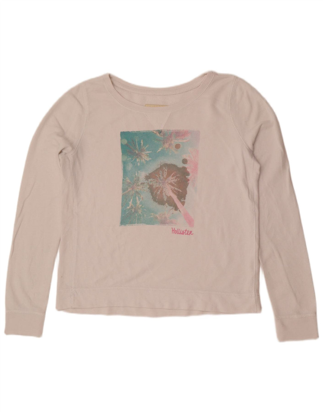 Damska bluza z grafiką Hollister UK 16, duża, biała
