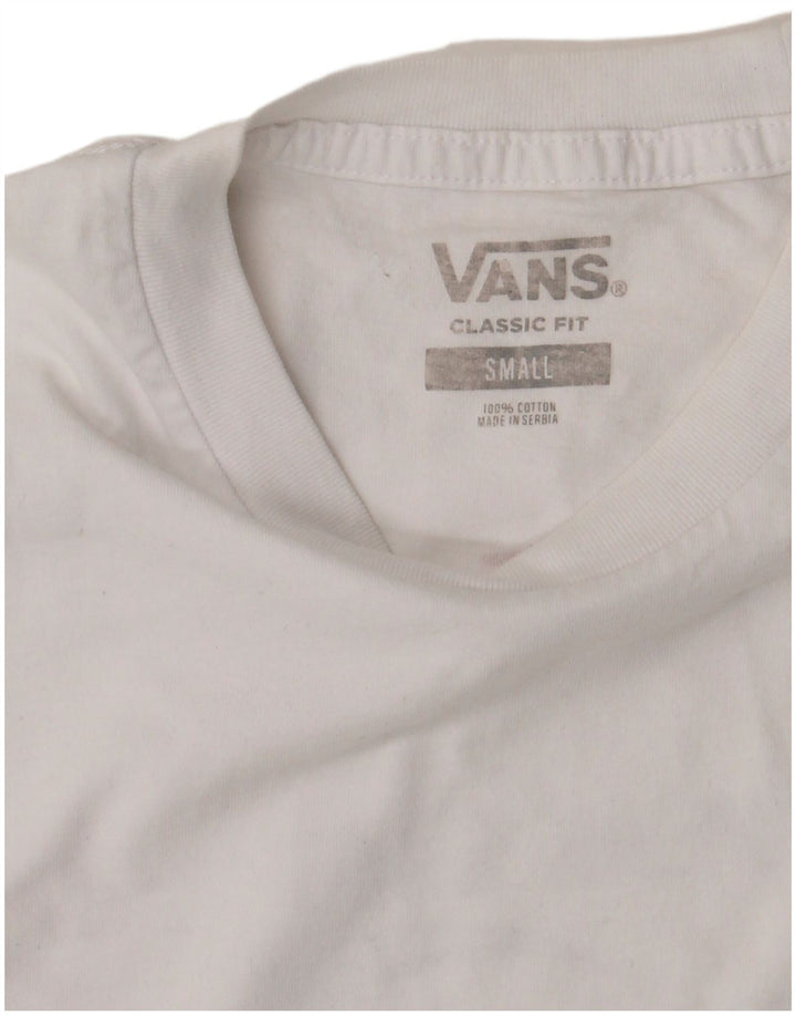 Męski T-shirt z grafiką VANS o klasycznym kroju, mały, biały, bawełniany