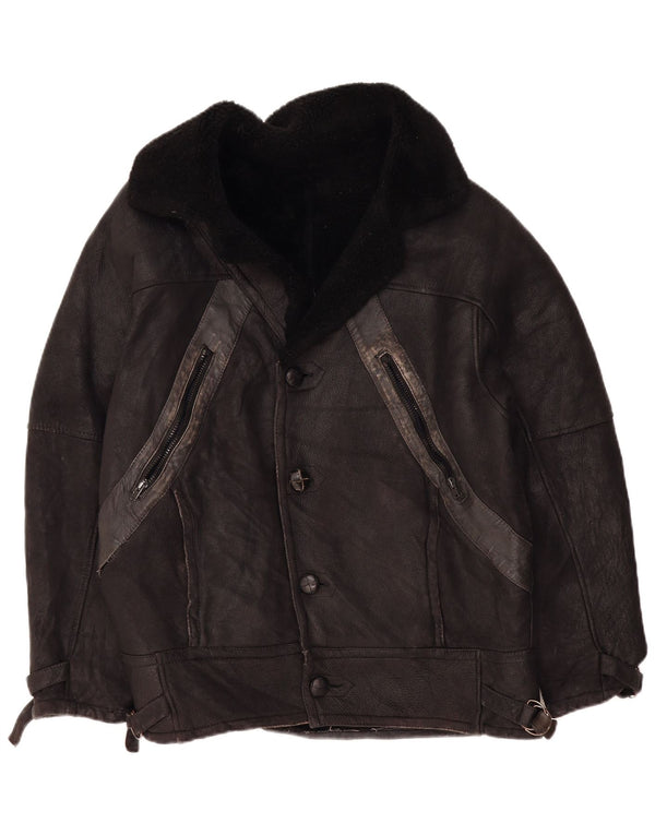 Vintage męska kurtka shearling UK 42 XL czarna