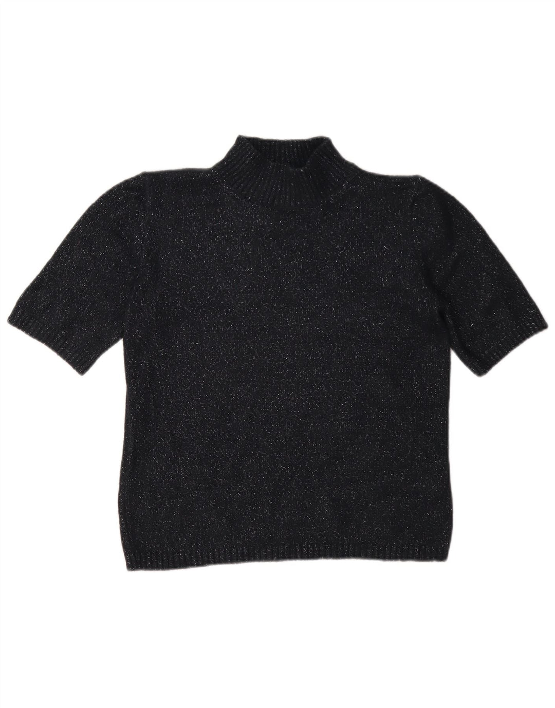 Marks & Spencer Damski sweter z golfem UK 10, mały, czarny, nakrapiany