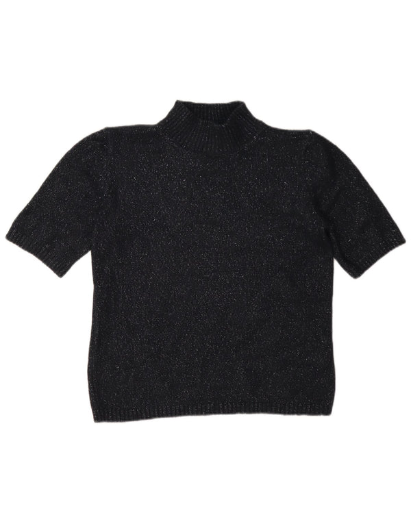 Marks & Spencer Damski sweter z golfem UK 10, mały, czarny, nakrapiany