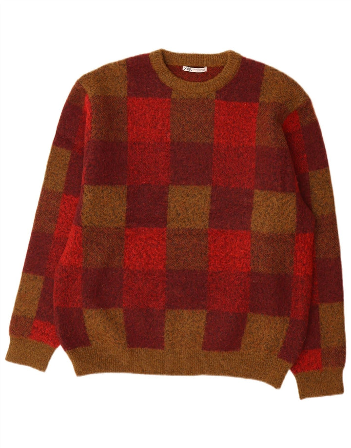 Męski sweter z okrągłym dekoltem Zara Średni wielobarwny geometryczny poliester