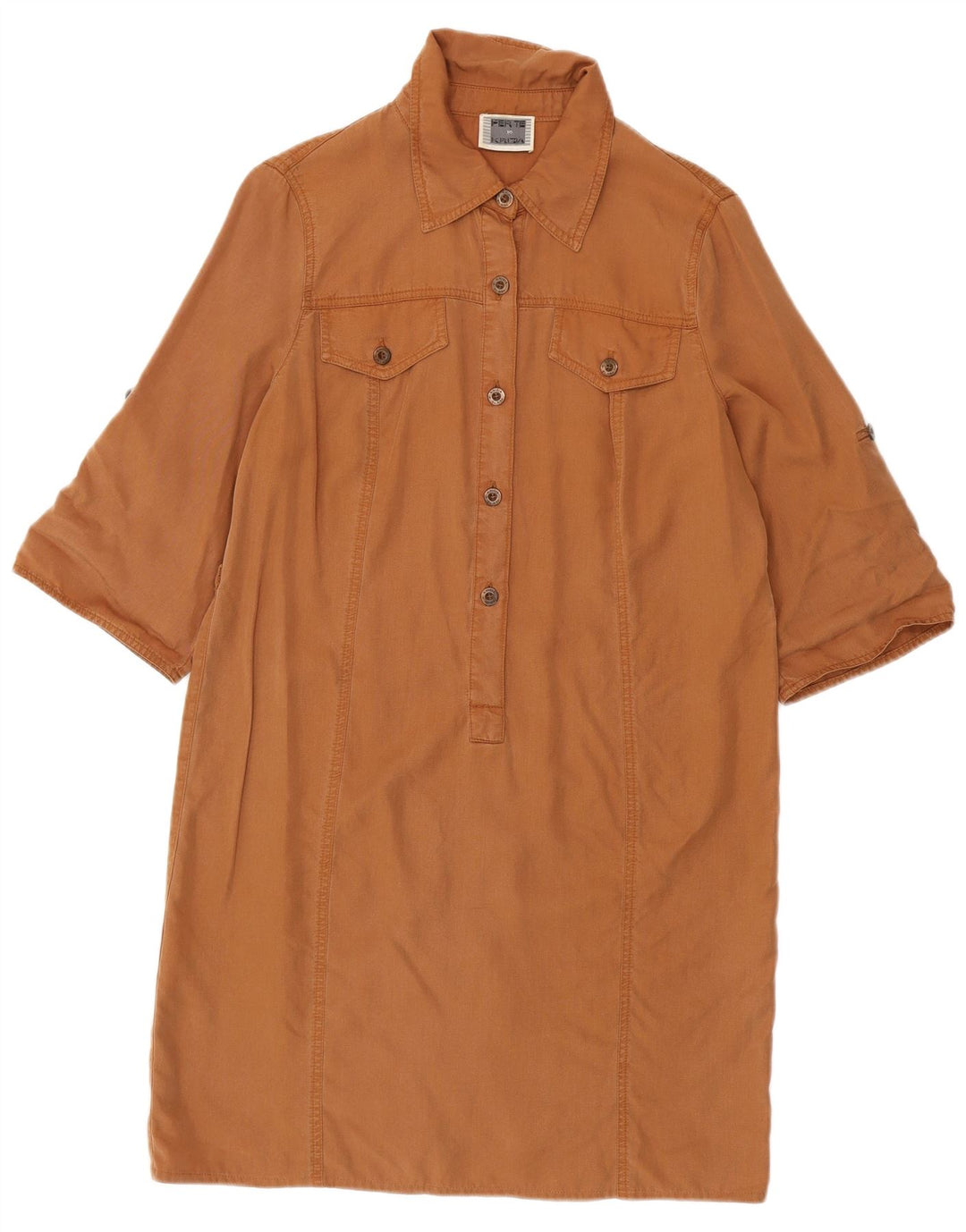 Damska sukienka koszulowa z rękawem 3/4 Perte by Krizia UK 12 Średni brąz