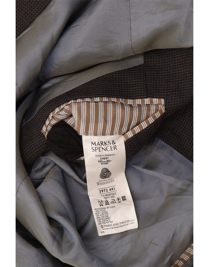 Marks & Spencer Męska krótka marynarka UK 40 w średnią granatową kratkę