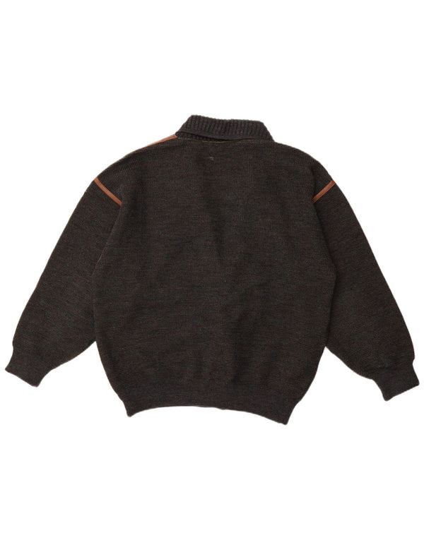 Marz Męski sweter rozpinany z podwójnymi piersiami EU 52, duża, szara, nakrapiana wełna