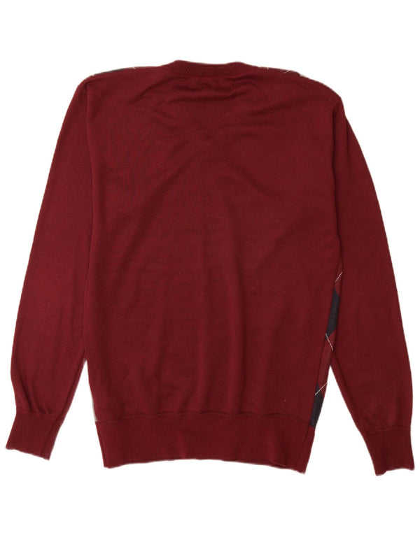Męski sweter Pierre Cardin z dekoltem w kształcie litery V, duży, bordowy Argyle/Diament