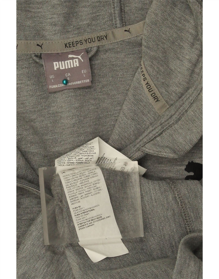 Męski sweter Puma z kapturem i zamkiem błyskawicznym, duży, szary, bawełniany z blokami kolorów