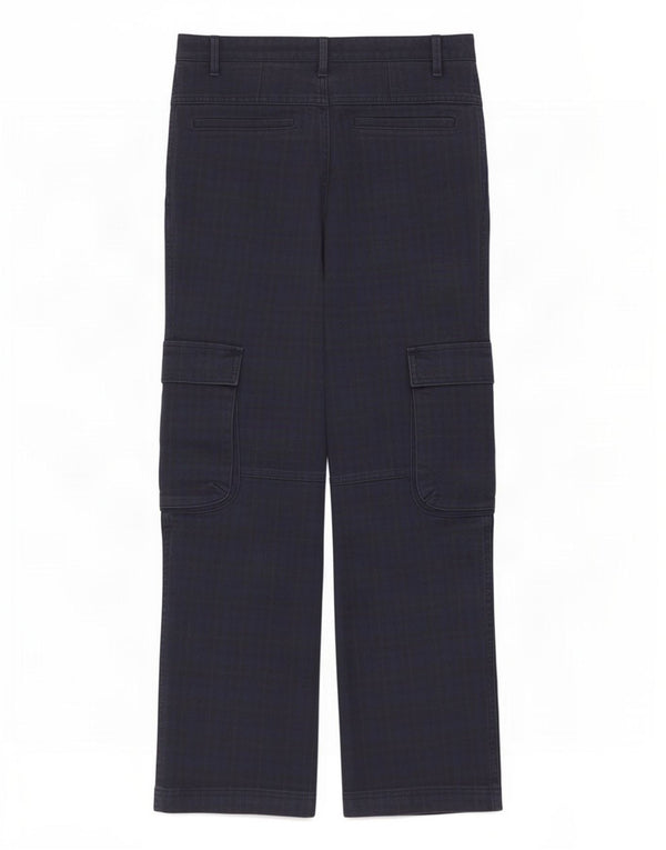 Spodnie damskie Zara Straight Cargo Medium W28 L28 Granatowa kratka