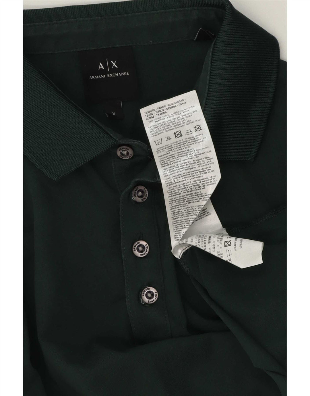 Męska koszulka polo Armani Exchange, mała, zielona, bawełniana