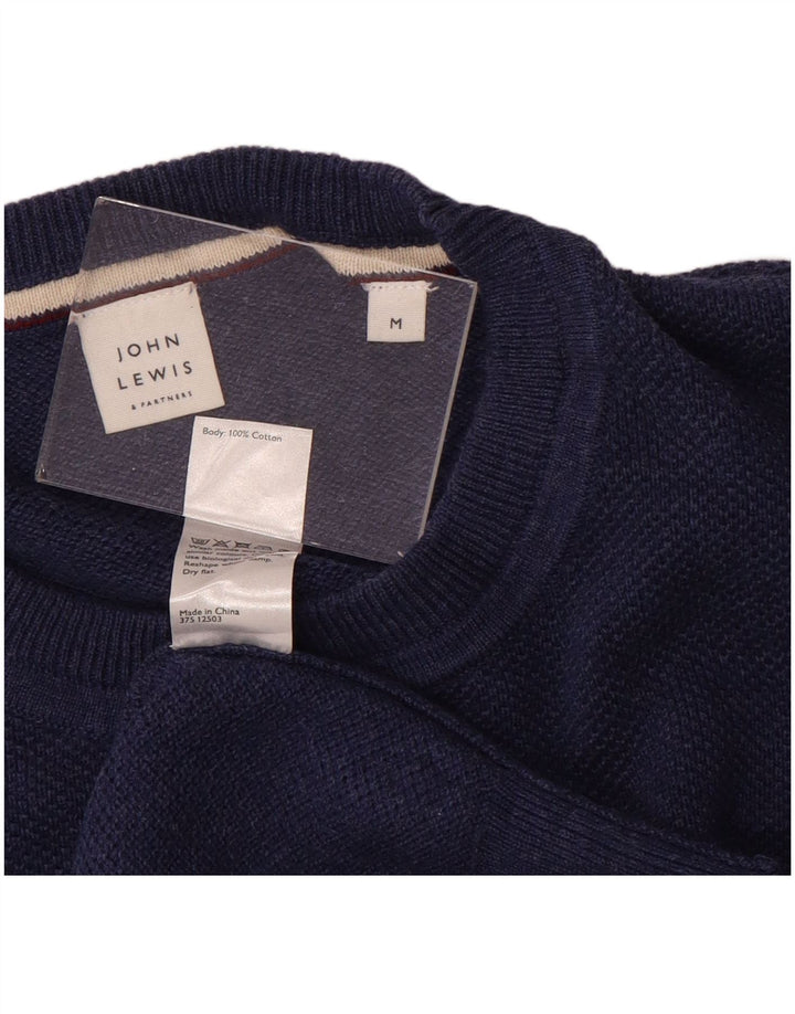 Męski sweter z okrągłym dekoltem John Lewis, średni granatowy, bawełniany