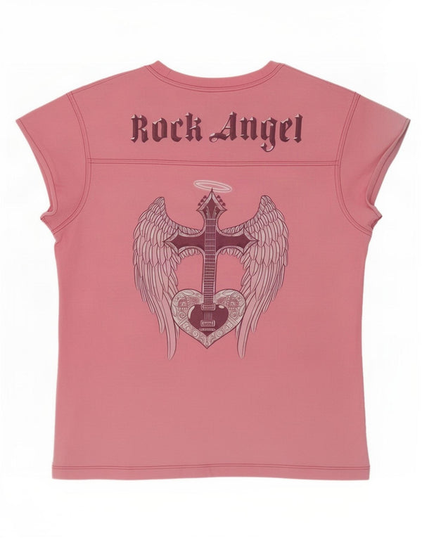 T-shirt damski Hard Rock Cafe London Graphic Top UK 12 Średni różowy bawełniany