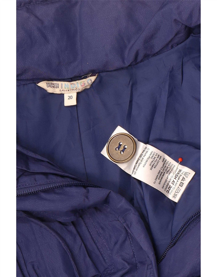 Marks & Spencer Damski płaszcz przeciwdeszczowy oversize UK 20 2XL Niebieski, bawełniany
