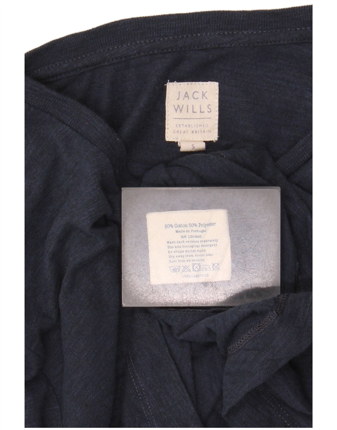 Jack Wills Męski top z długim rękawem, mały, granatowy, bawełniany