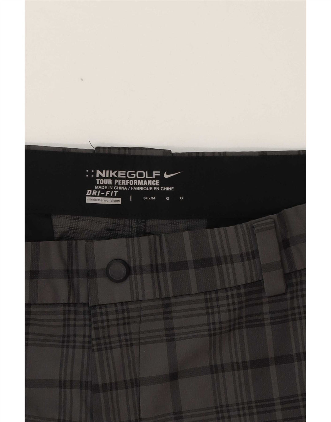 Męskie spodnie chino Nike Dri Fit Straight W34 L31 Szary poliester w kratkę