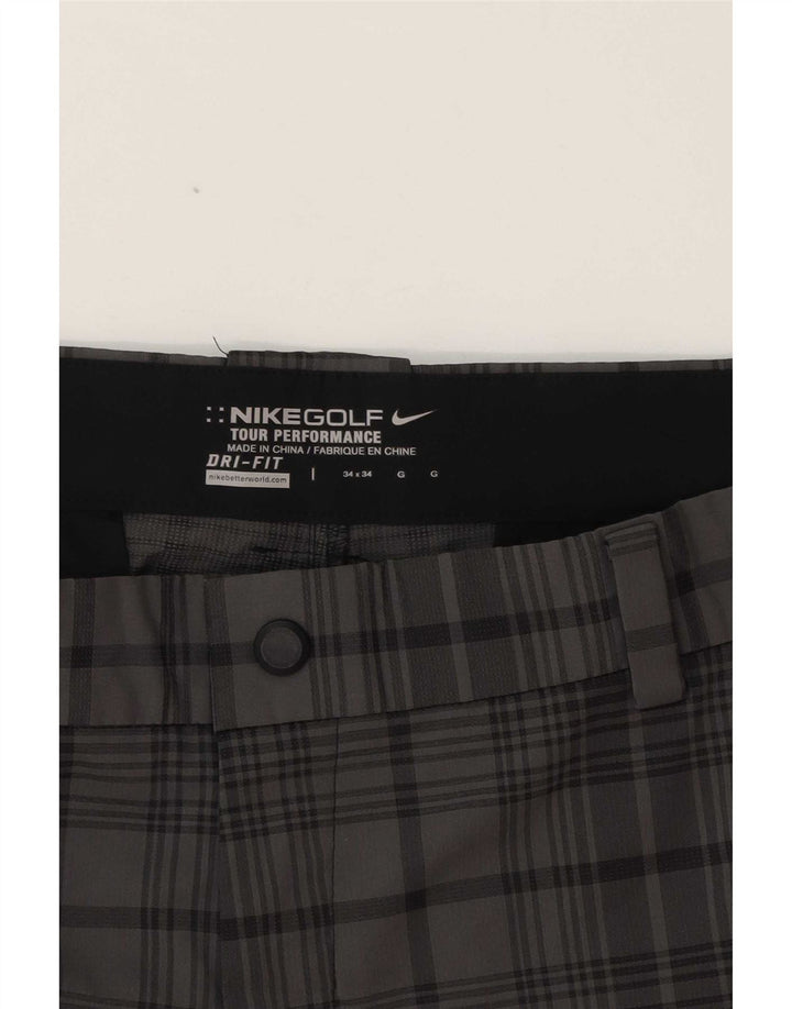 Męskie spodnie chino Nike Dri Fit Straight W34 L31 Szary poliester w kratkę