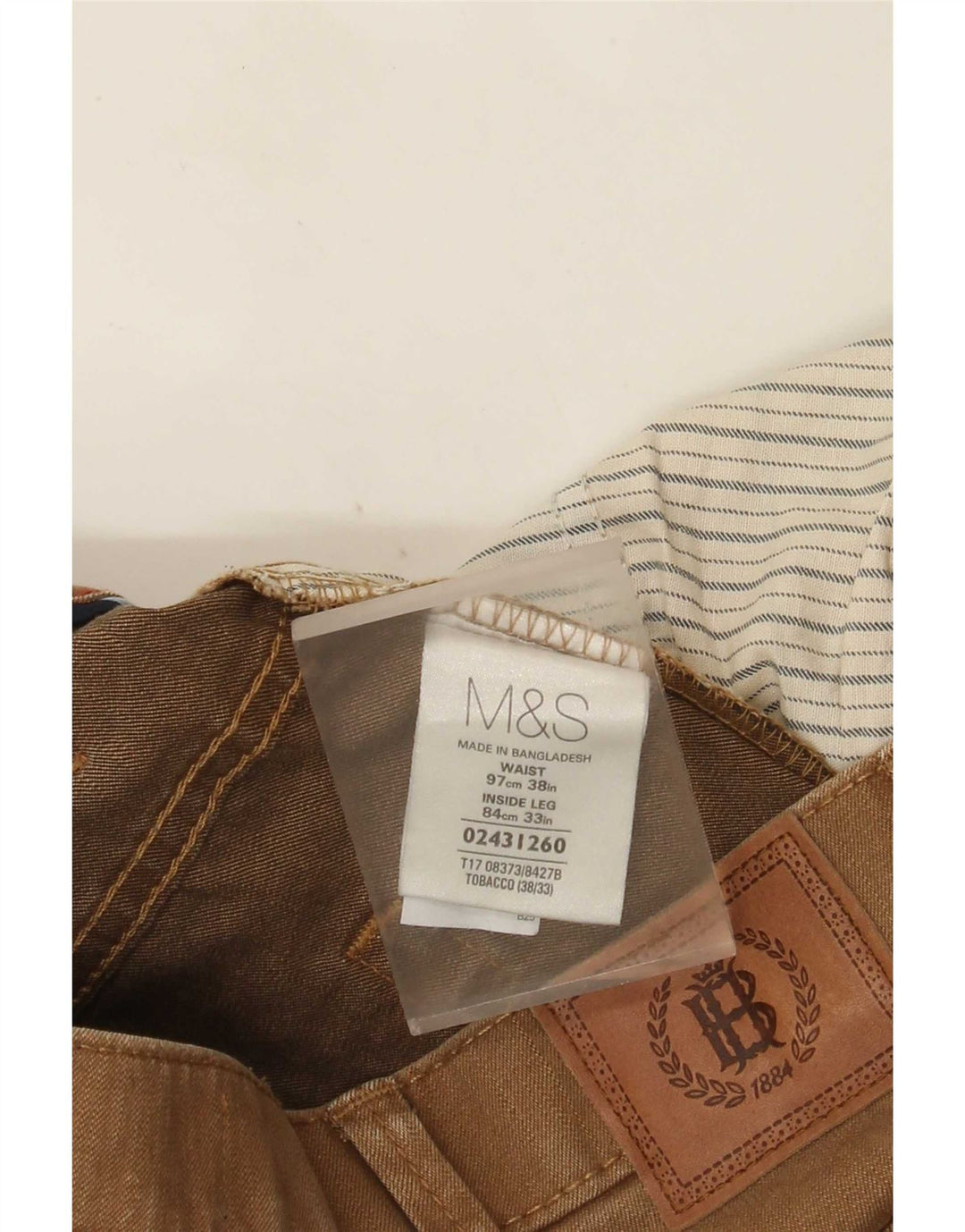 Marks & Spencer Męskie proste dżinsy W38 L33 Brązowa bawełna