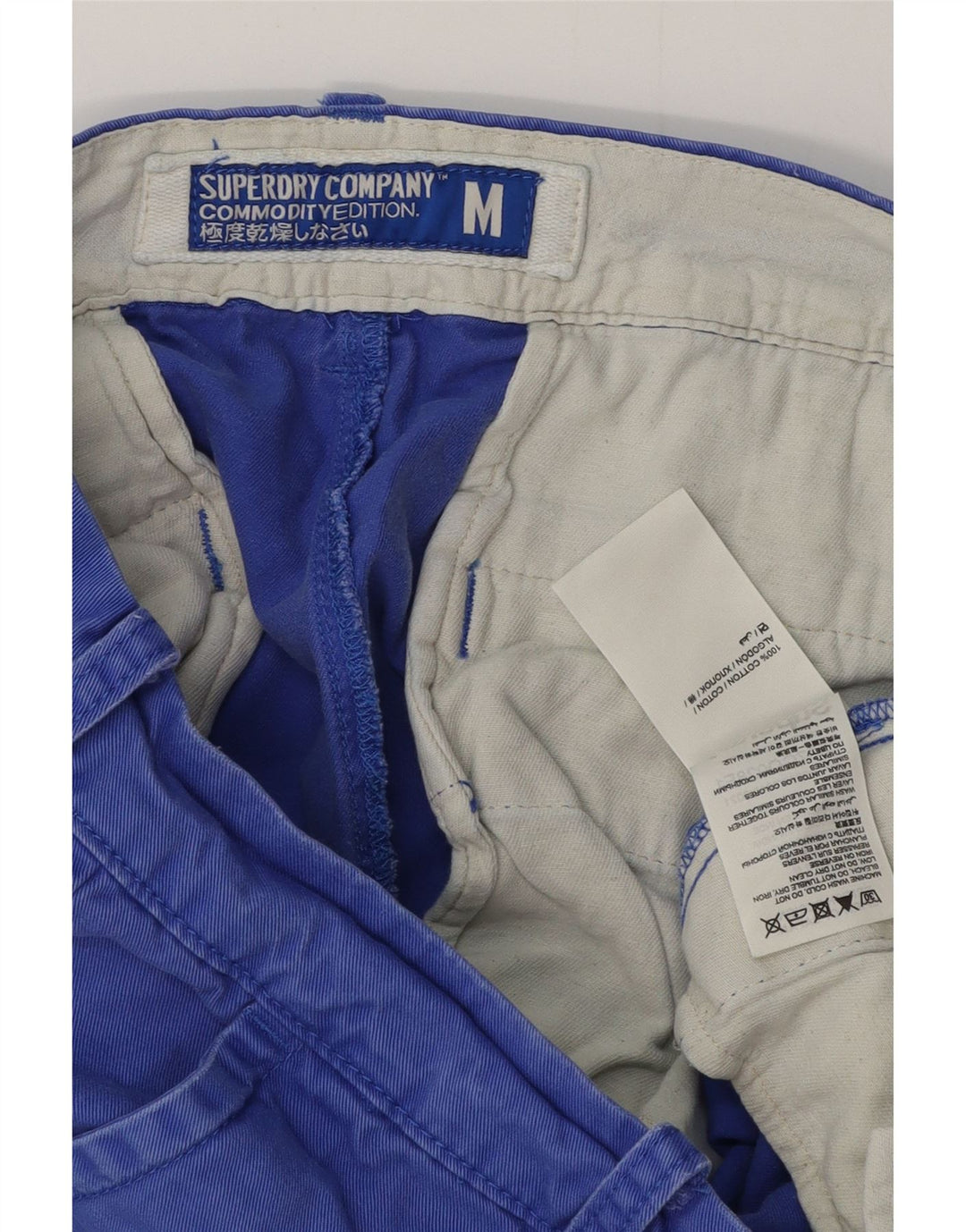 SUPERDRY Męskie spodenki Chino Medium W32, niebieska bawełna