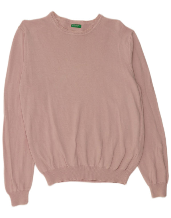 Sweter damski Benetton o regularnym kroju z dekoltem w łódkę, UK 14, średni róż