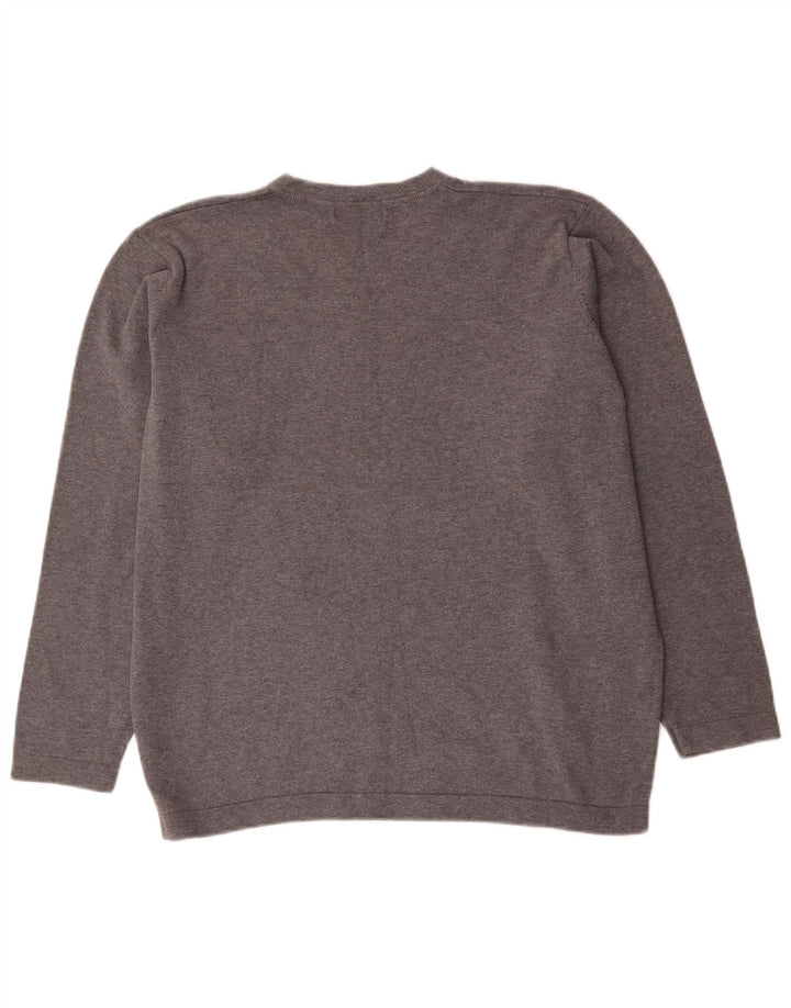 Marks & Spencer Męski sweter z dekoltem w kształcie litery V, XL, szary, bawełniany