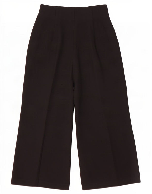 Zara Womens Wide Leg Cropped Trousers Small W27 L24 Black