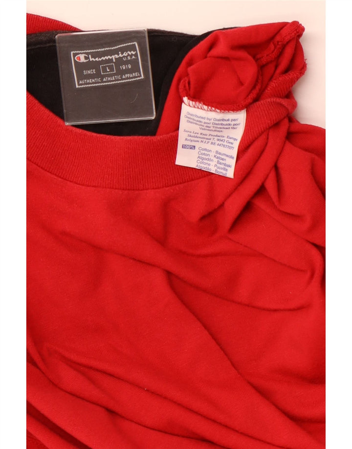 Męski top CHAMPION z długim rękawem, duży, czerwony, bawełniany