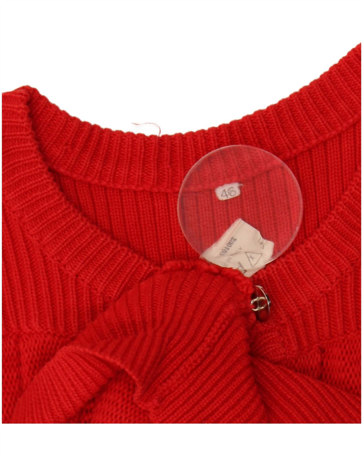 Sweter damski w stylu vintage IT 46, duży, czerwony, bawełniany