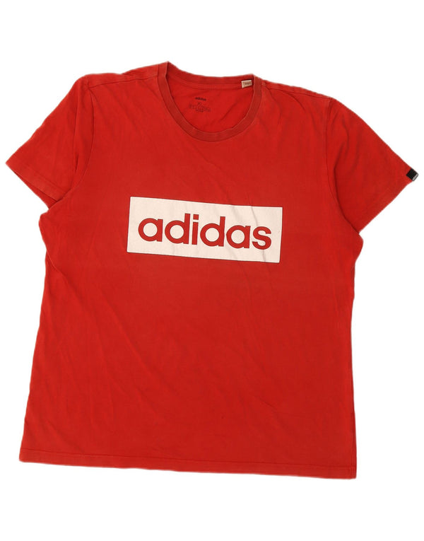 Męska koszulka z grafiką ADIDAS, XL, czerwona, bawełniana