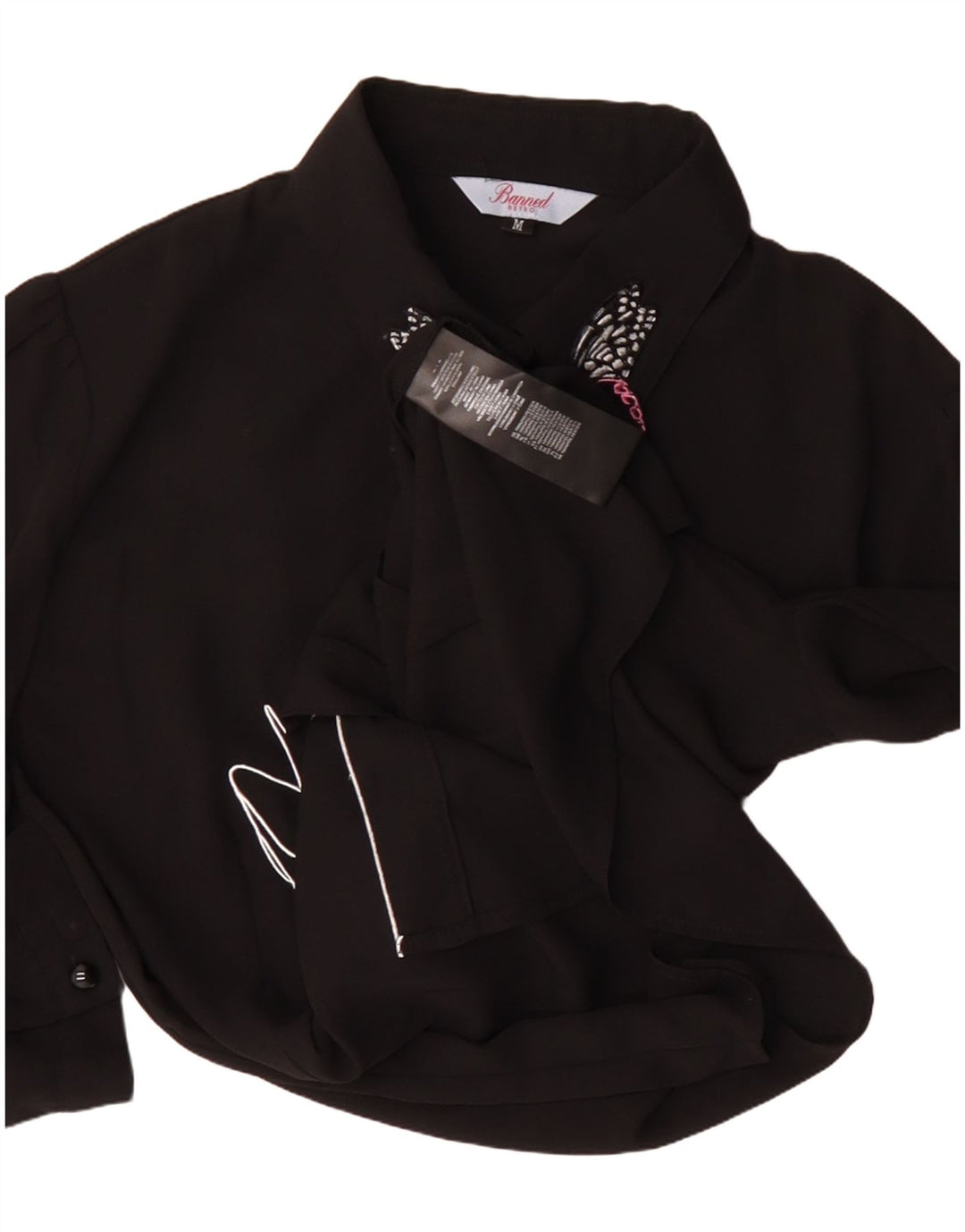 Damska bluzka z krótkim rękawem i grafiką w stylu vintage, UK 14, średnia czarna