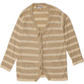 LES COPAINS Womens Cardigan Sweater IT 44 Medium Beige Striped Classic Vintage Les Copains and Second-Hand Les Copains from Messina Hembry 