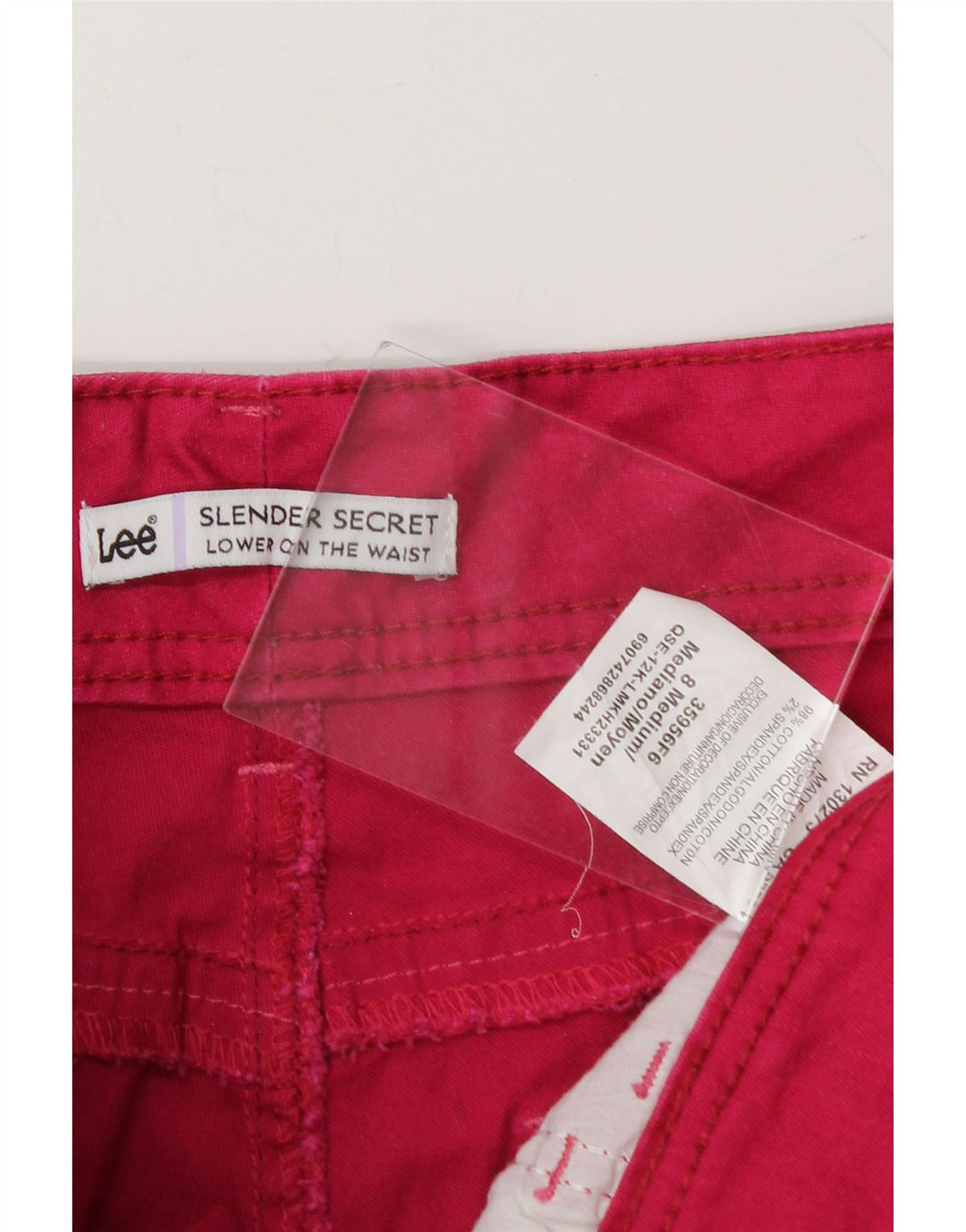 LEE Womens Slender Secret Denim Shorts US 8 Medium W30 Red Cotton Vintage Lee and Second-Hand Lee from Messina Hembry 