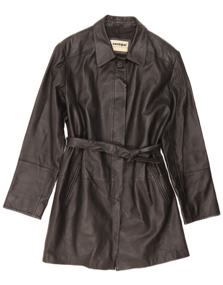 Conbipel damski płaszcz skórzany IT 48 XL czarna skóra