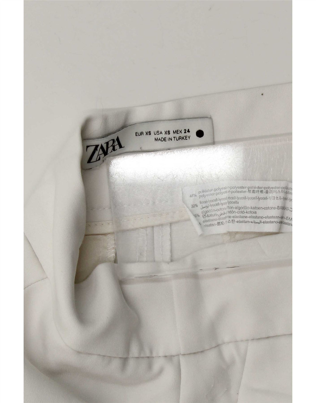 Damskie spodenki chino Zara XS W24, biały poliester