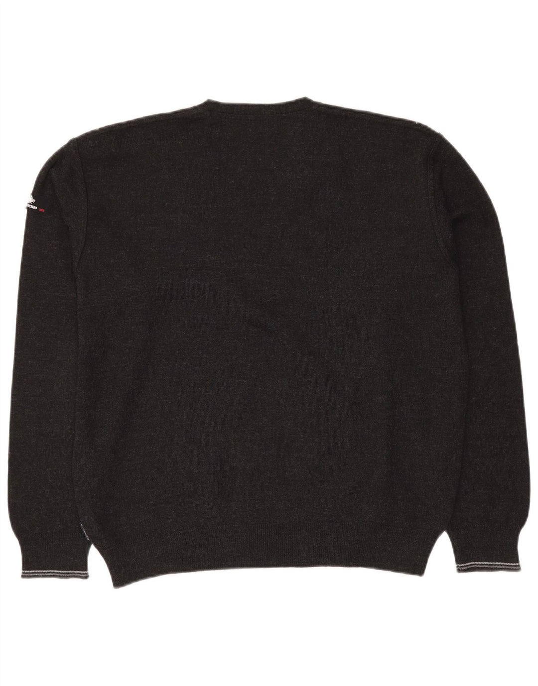 Il Granchio Męski sweter z dekoltem w kształcie litery V, duży, szary, geometryczny, nowy wełniany