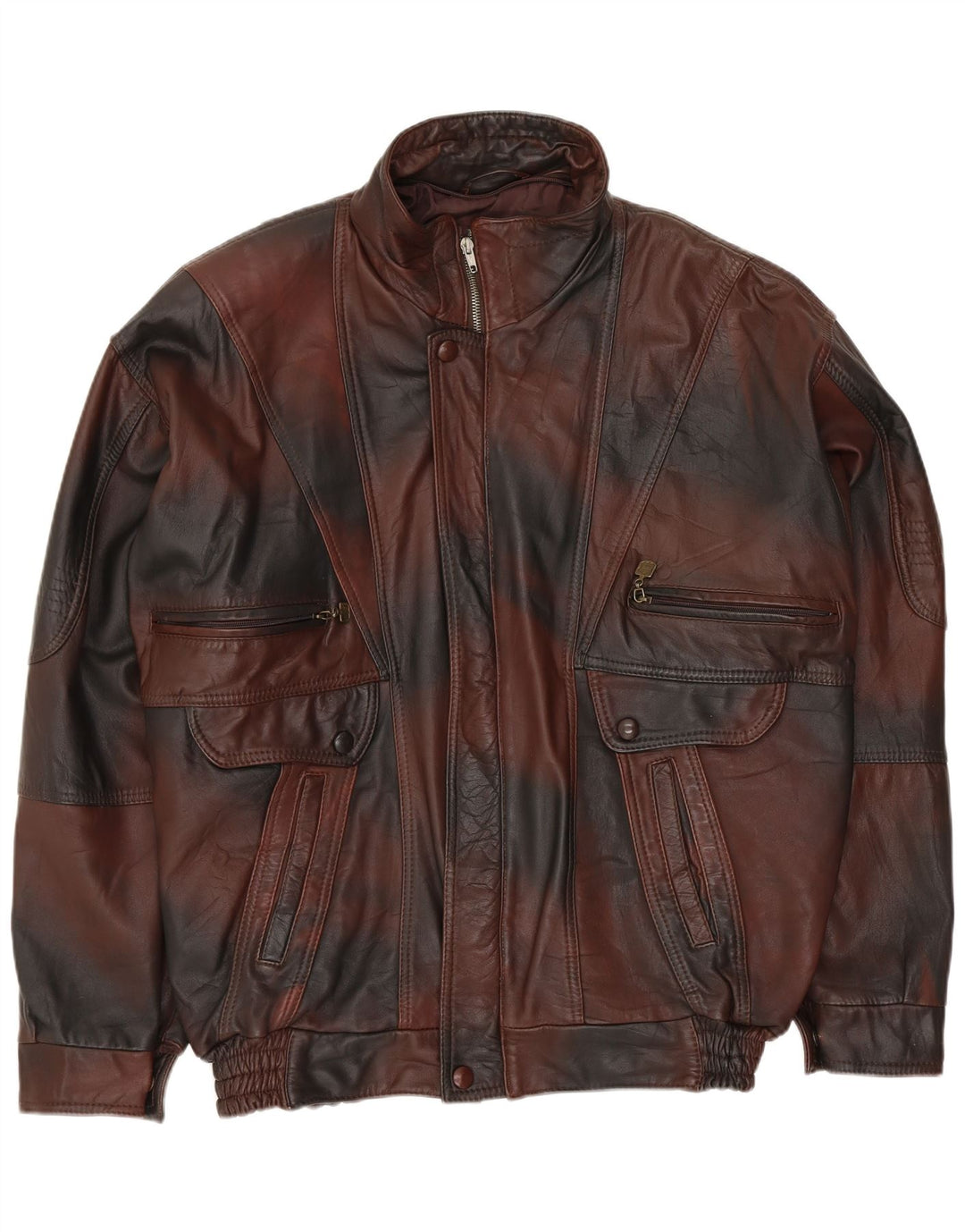 Męska kurtka skórzana VINTAGE UK 40 Large Brown Tie Dye