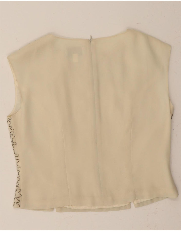 APART Womens Abstract Pattern Sleeveless Crop Top UK 14 Large Beige Vintage Apart and Second-Hand Apart from Messina Hembry 