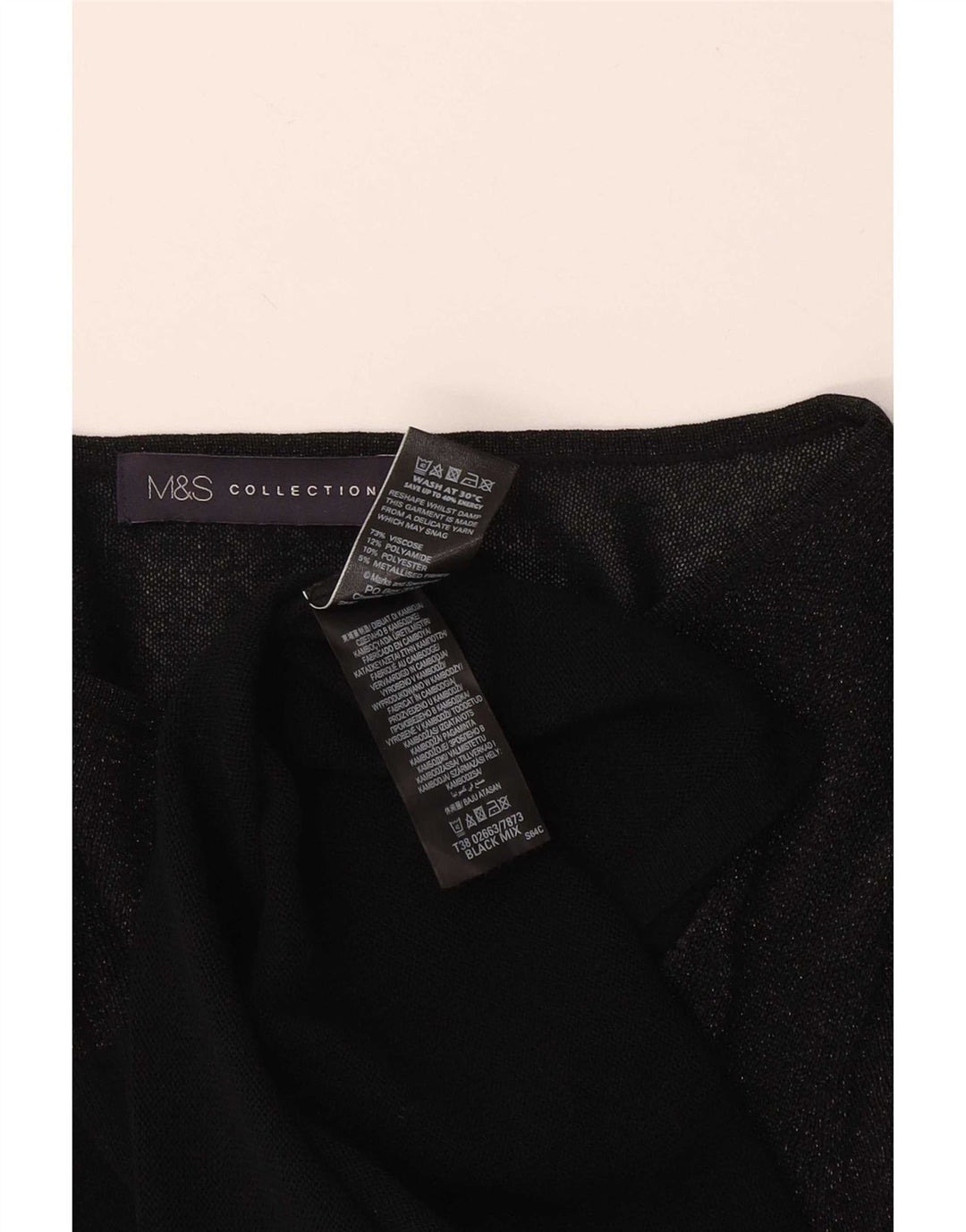 Marks & Spencer Damski top z długim rękawem, UK 18 XL, czarna wiskoza