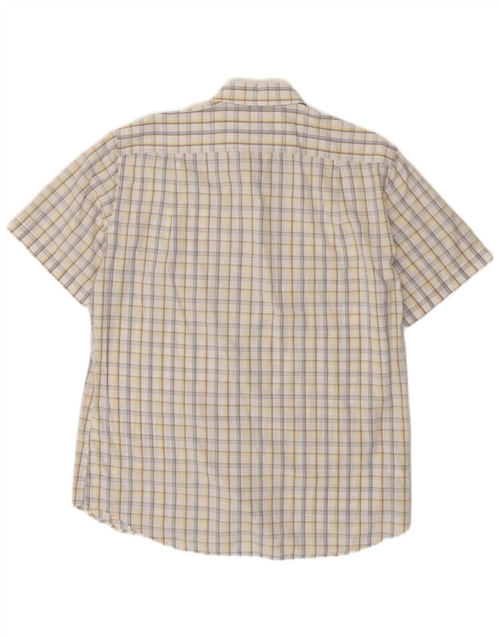 Męska koszula z krótkim rękawem HUGO BOSS, rozmiar 16 1/2 42, duża, biała, bawełniana krata