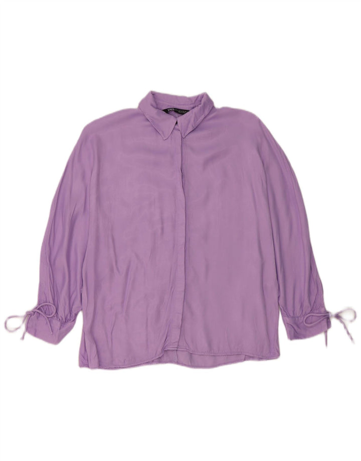 Damska bluzka koszulowa oversize Zara UK 10, mała fioletowa