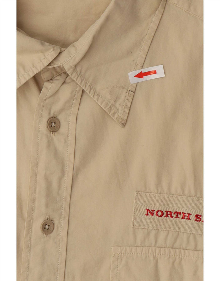 Męska koszula z krótkim rękawem North Sails z grafiką XL, beżowa, bawełniana