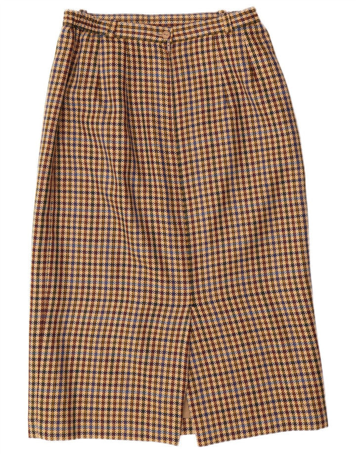 BRENDELLA Womens Midi Skirt W30 Medium Brown Check Wool